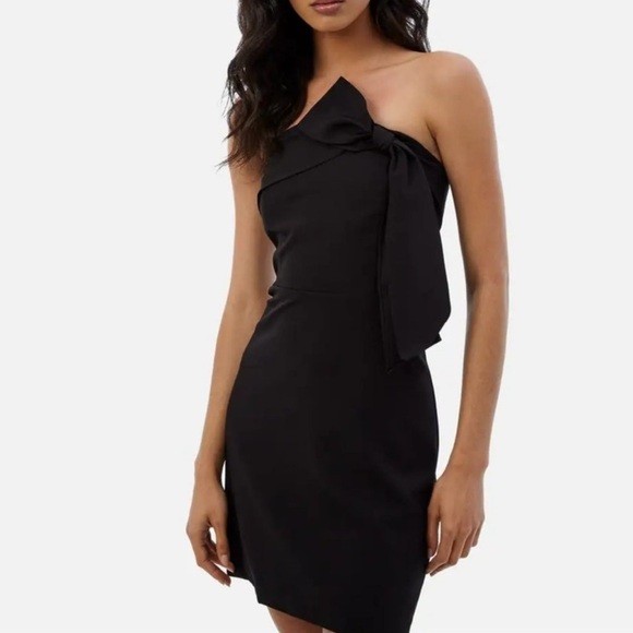 NWT SAM EDELMAN Bow Front Strapless Sheath Mini Dress Black, Size 8 - Picture 4 of 13